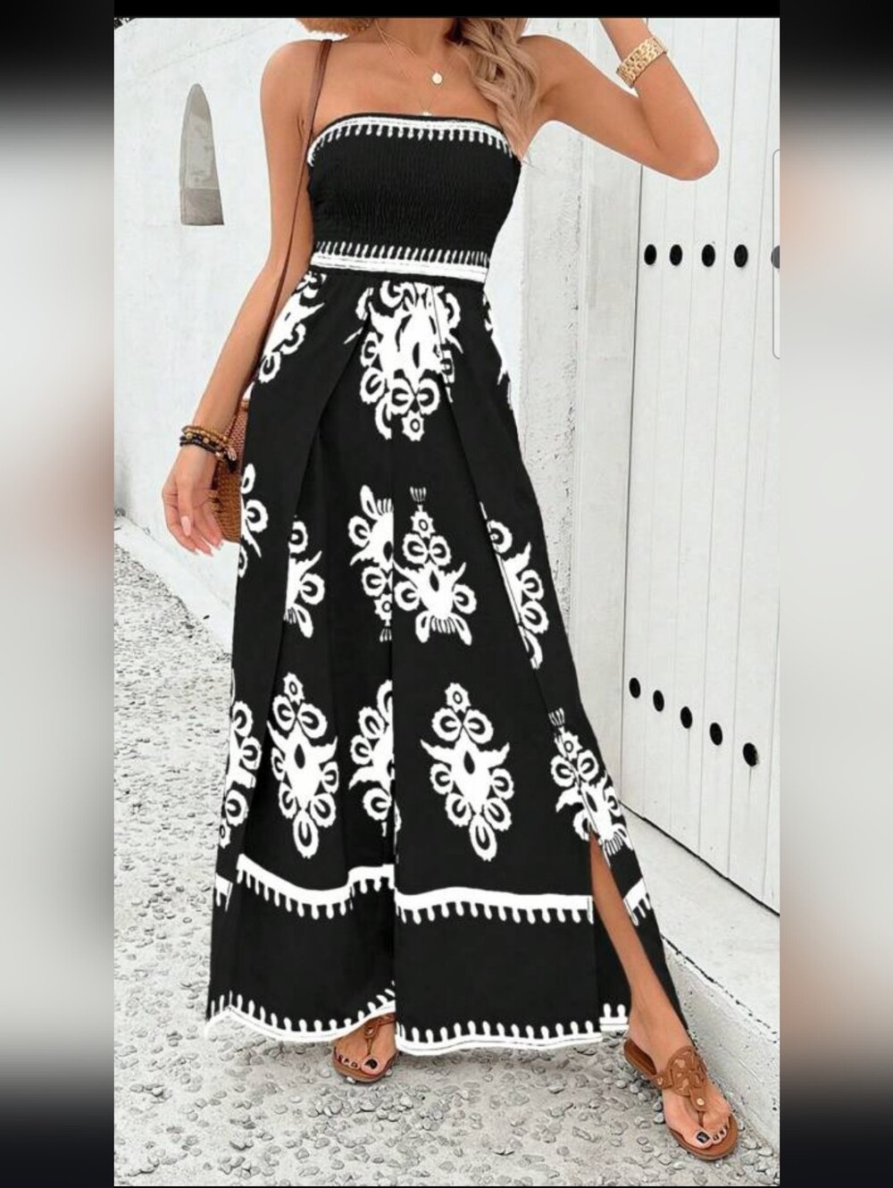 Black and White Patterned Jumpsuit